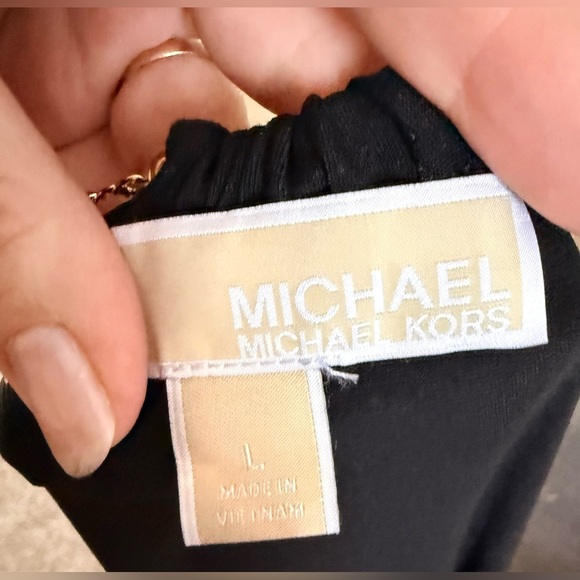 Michael Kors sexy chic High Low halter dress Gold tone chain neckline logo large - Picture 6 of 9